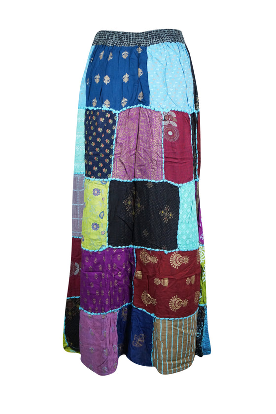 Vibrant Patchwork Boho Maxi Skirt – Handmade, Colorful Dori Skirt  S/M/L