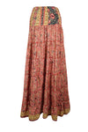 Bohemian Orange Floral Summer Beach Maxi Skirt Stylish Boho Skirt Dress S/M