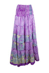 Summer Purple Floral Beach Maxi Skirt Patchwork Boho Skirt Dress S/M