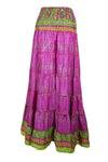 Bohemian Hot Pink Summer Beach Maxi Skirt Stylish Boho Skirt Dress S/M