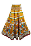 Womens Tuscany Yellow Floral Beach Maxi Skirt Patchwork Boho Skirt Dress S/M