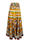 Womens Tuscany Yellow Floral Beach Maxi Skirt Patchwork Boho Skirt Dress S/M