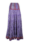 Summer Purple Floral Beach Maxi Skirt Patchwork Boho Skirt Dress S/M