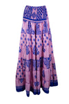 Summer Mauve Purple Floral Beach Maxi Skirt Patchwork Boho Skirt Dress S/M