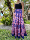 Summer Mauve Purple Floral Beach Maxi Skirt Patchwork Boho Skirt Dress S/M