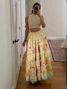  Bohemian Daffodil Yellow Summer Beach Maxi Skirt Stylish Boho Skirt Dress S/M