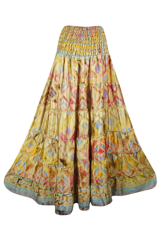 Bohemian Daffodil Yellow Summer Beach Maxi Skirt Stylish Boho Skirt Dress S/M