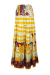 Women's Skirt Pineapple Yellow Floral Maxi Skirt Patchwork Boho Skirt Dress S/M