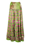 Summer Pear Green Floral Beach Maxi Skirt Patchwork Boho Skirt Dress S/M