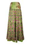 Summer Pear Green Floral Beach Maxi Skirt Patchwork Boho Skirt Dress S/M