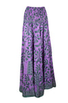 Summer Purple, Gray Floral Beach Maxi Skirt Patchwork Boho Skirt Dress S/M