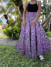 Summer Purple, Gray Floral Beach Maxi Skirt Patchwork Boho Skirt Dress S/M