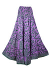 Summer Purple, Gray Floral Beach Maxi Skirt Patchwork Boho Skirt Dress S/M