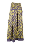 Summer Yellow Purple Floral Maxi Skirt Patchwork Boho Skirt Dress S/M