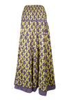 Summer Yellow Purple Floral Maxi Skirt Patchwork Boho Skirt Dress S/M