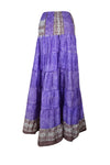 Summer Purple Floral Beach Maxi Skirt Patchwork Boho Skirt Dress S/M