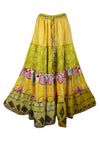 Womens  Yellow Floral Beach Maxi Skirt Patchwork Boho Skirt Dress S/M