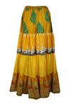 Bohemian Yellow Floral Summer Beach Maxi Skirt Stylish Boho Skirt Dress S/M