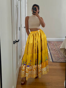  Bohemian Gold Yellow Summer Beach Maxi Skirt Stylish Boho Skirt Dress S/M