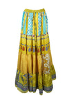 Bohemian Yellow, Blue Summer Beach Maxi Skirt Stylish Boho Skirt Dress S/M