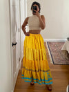 Bohemian Honey Yellow Summer Beach Maxi Skirt Stylish Boho Skirt Dress S/M