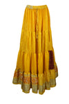 Bohemian Gold Yellow Summer Beach Maxi Skirt Stylish Boho Skirt Dress S/M