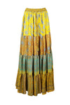 Bohemian Dijon Yellow Floral Summer Beach Maxi Skirt Stylish Boho Skirt Dress S/M