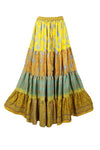 Bohemian Dijon Yellow Floral Summer Beach Maxi Skirt Stylish Boho Skirt Dress S/M