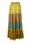 Bohemian Dijon Yellow Floral Summer Beach Maxi Skirt Stylish Boho Skirt Dress S/M