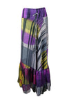 Summer Purple  Beach Maxi Skirt Patchwork Boho Skirt Dress S/M