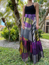 Summer Purple  Beach Maxi Skirt Patchwork Boho Skirt Dress S/M