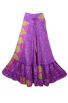 Summer Purple Floral Beach Maxi Skirt Patchwork Boho Skirt Dress S/M