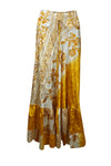 Bohemian Gold Yellow Floral Summer Beach Maxi Skirt Stylish Boho Skirt Dress S/M