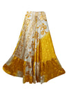 Bohemian Gold Yellow Floral Summer Beach Maxi Skirt Stylish Boho Skirt Dress S/M