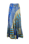 Bohemian Sapphire Blue Floral Beach Maxi Skirt Stylish Boho Skirt Dress S/M