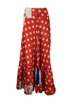 Bohemian Rose Red Dot Print Beach Maxi Skirt Stylish Boho Skirt Dress S/M