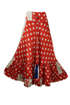 Bohemian Rose Red Dot Print Beach Maxi Skirt Stylish Boho Skirt Dress S/M