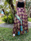 Summer Mauve Purple Floral Beach Maxi Skirt Patchwork Boho Skirt Dress S/M