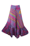 Summer Iris Purple Floral Beach Maxi Skirt Patchwork Boho Skirt Dress S/M