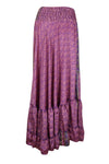 Summer Iris Purple Floral Beach Maxi Skirt Patchwork Boho Skirt Dress M/L