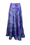 Bohemian Purple Floral  Long Skirt Pink Floral Festive Maxi Skirt ML