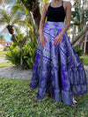 Bohemian Purple Floral  Long Skirt Pink Floral Festive Maxi Skirt ML