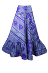 Bohemian Purple Floral  Long Skirt Pink Floral Festive Maxi Skirt ML