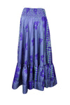 Bohemian Purple Floral  Long Skirt Pink Floral Festive Maxi Skirt ML