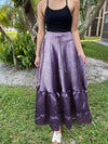 Womens Stylish  Purple Beach Maxi Skirt Tiered Ruffle Boho Skirt ML