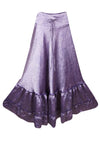 Womens Stylish  Purple Beach Maxi Skirt Tiered Ruffle Boho Skirt ML