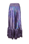 Womens Stylish  Purple Beach Maxi Skirt Tiered Ruffle Boho Skirt ML