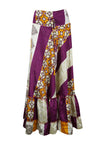 Summer Purple  Floral Beach Maxi Skirt Patchwork Boho Skirt Dress M/L