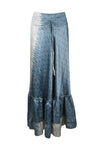 Womens Stone Blue Beach Maxi Skirt Tiered Ruffle Boho Skirt ML