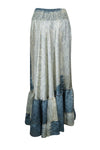 Womens Stone Blue Beach Maxi Skirt Tiered Ruffle Boho Skirt ML